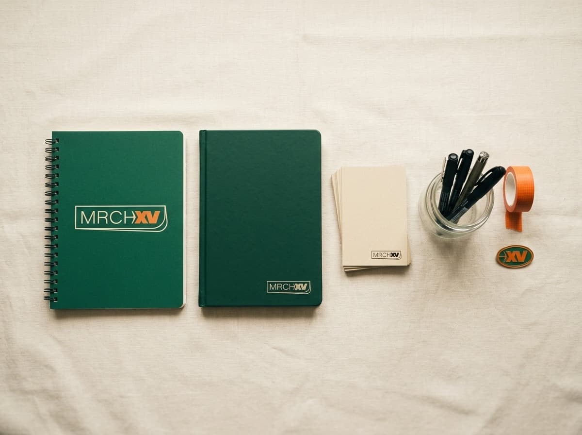 MRCHXV branded stationery and accessories